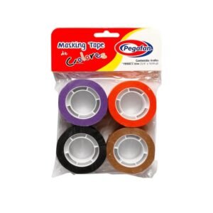 Cinta masking tape colores Pegafan paquete de 4 unidades.