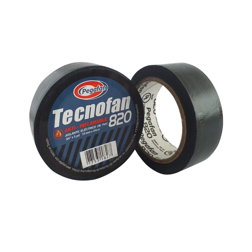 cinta-aislante-tecnofan-820-3-4-x-20-yardas-pegafan-color-negro Cinta aislante Tecnofan 820 3/4 x 20 yardas color negro Pegafan.