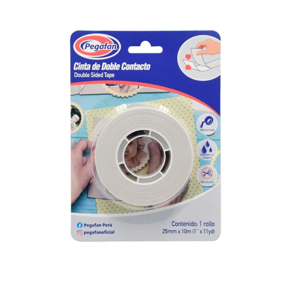 cinta-doble-contacto-pegafan-25-mm-x-10-m-blanco Cinta doble contacto Pegafan 25 mm x 10 metros.