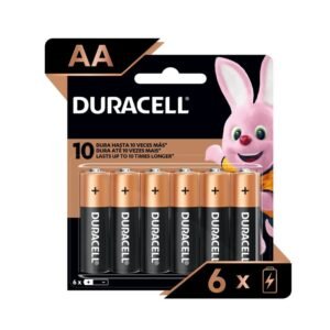 Pilas Duracell AA paquete de 6 unidades.