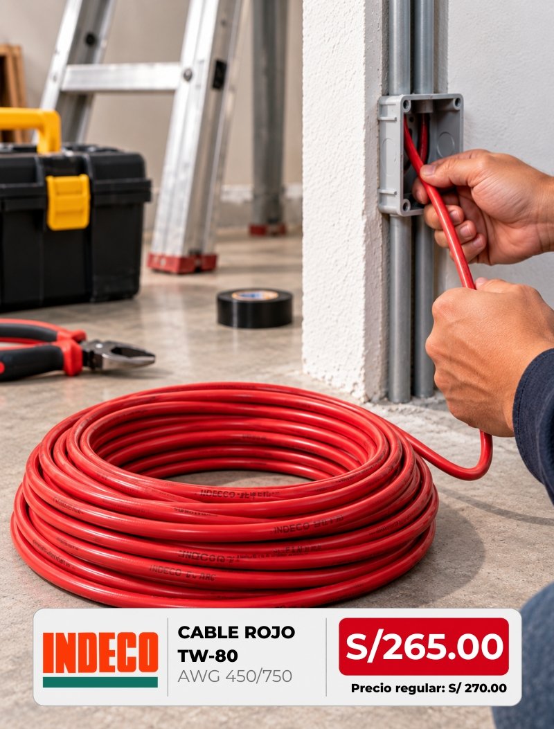 Cable Indeco 12 Rojo TW-80 Original AWG